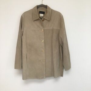 Vintage Via Accenti Tan Leather Shirt Jacket Shacket